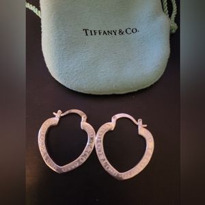 Tiffany T & CO flat heart hoop earrings